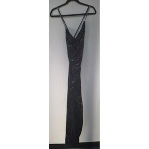 Dundas x Revolve Black Sequin Maxi Dress Size S Sleeveless Party Gown Formal